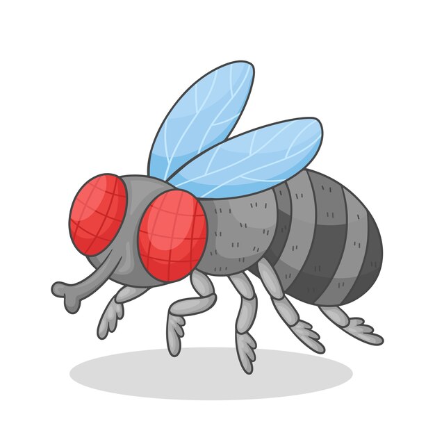 Ilustración de dibujos animados de mosca dibujada a mano