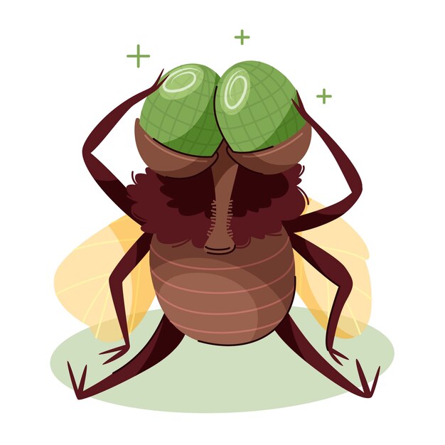 Ilustración de dibujos animados de mosca dibujada a mano