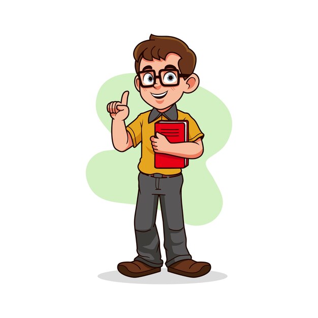 Ilustración de dibujos animados de nerd dibujados a mano
