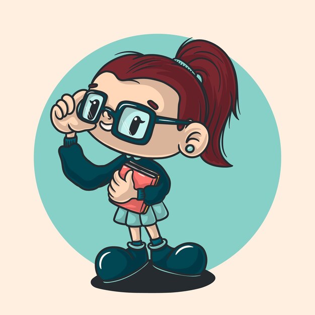 Ilustración de dibujos animados de nerd dibujados a mano