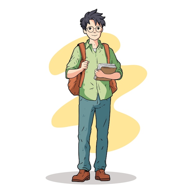 Ilustración de dibujos animados de nerd dibujados a mano