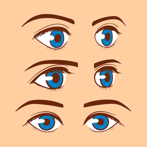 Vector gratuito ilustración de dibujos animados de ojos azules dibujados a mano
