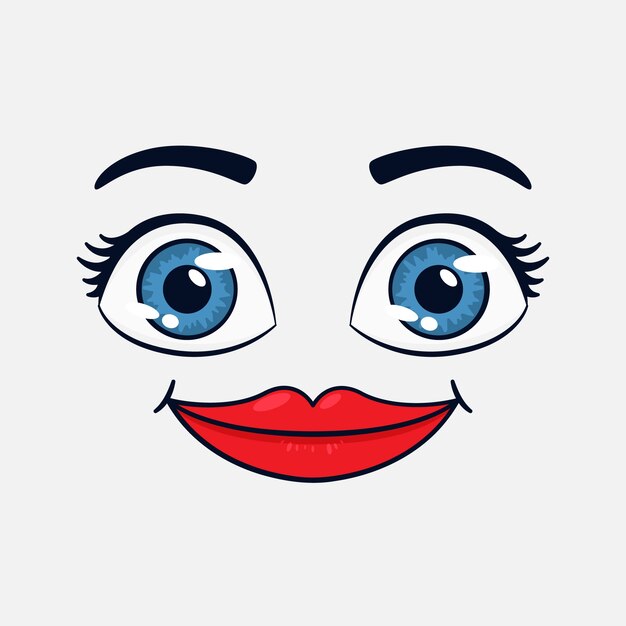 Ilustración de dibujos animados de ojos azules dibujados a mano