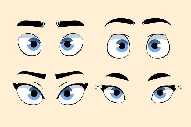 Ilustración de dibujos animados de ojos azules dibujados a mano