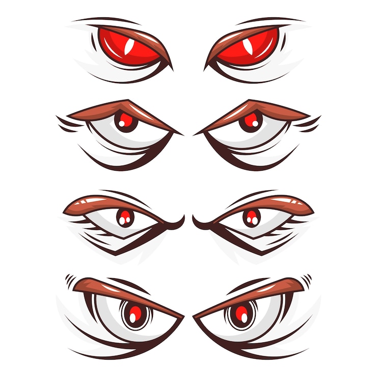 Vector gratuito ilustración de dibujos animados de ojos enojados dibujados a mano