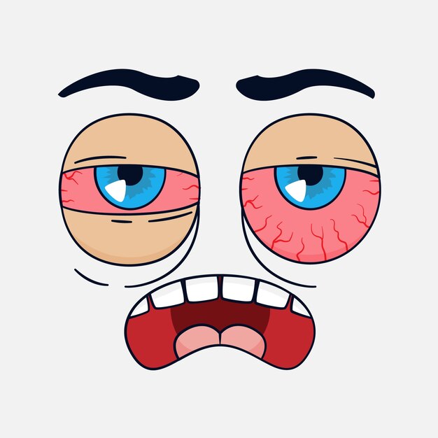 Ilustración de dibujos animados de ojos rojos dibujados a mano