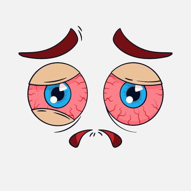 Ilustración de dibujos animados de ojos rojos dibujados a mano