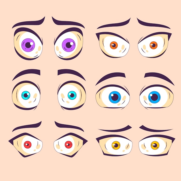 Ilustración de dibujos animados de ojos rojos dibujados a mano