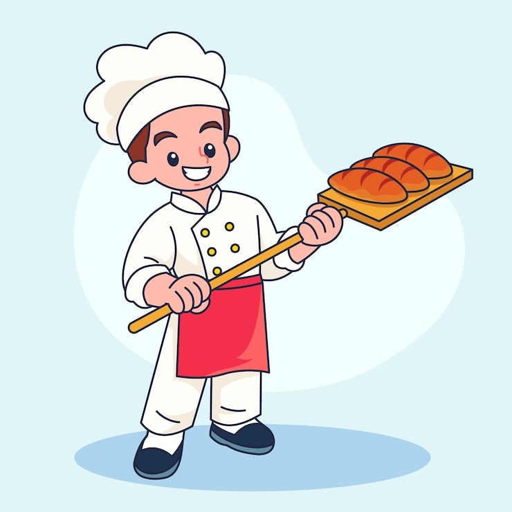 Vector gratuito ilustración de dibujos animados de panadero dibujado a mano