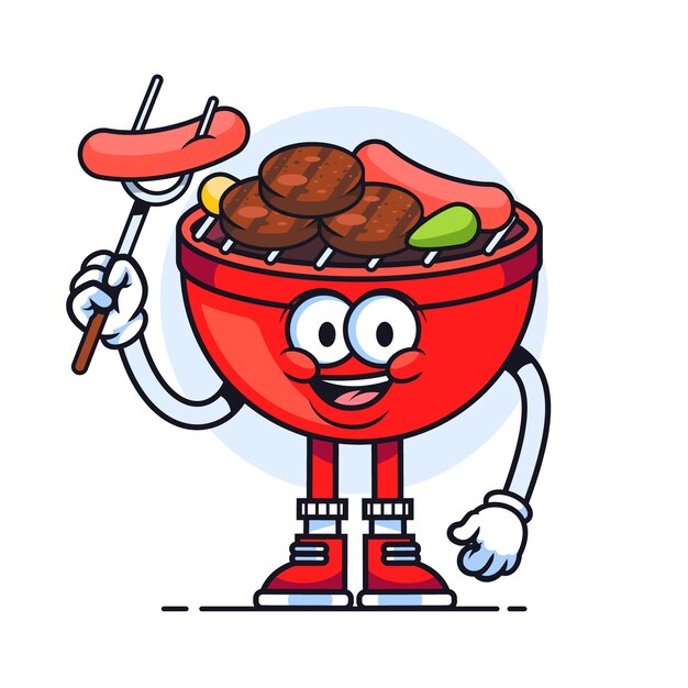 Ilustración de dibujos animados de parrilla dibujada a mano