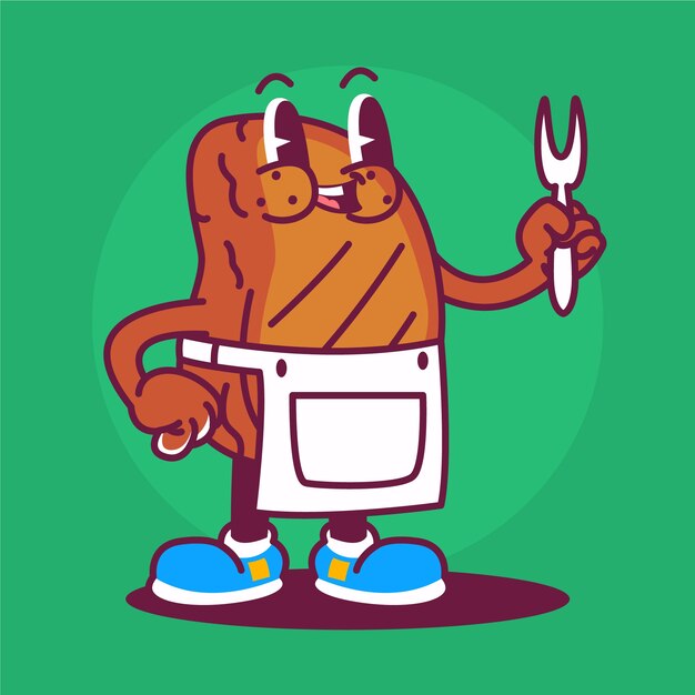 Ilustración de dibujos animados de parrilla dibujada a mano