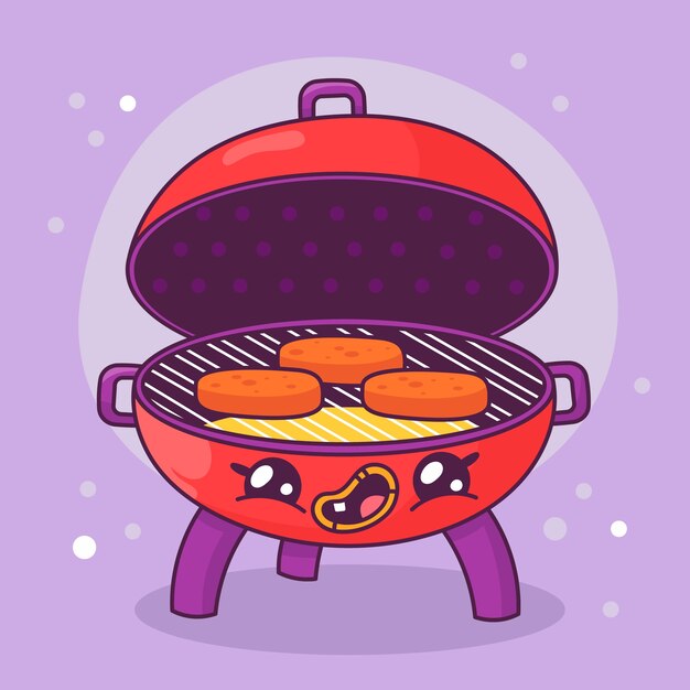 Ilustración de dibujos animados de parrilla dibujada a mano