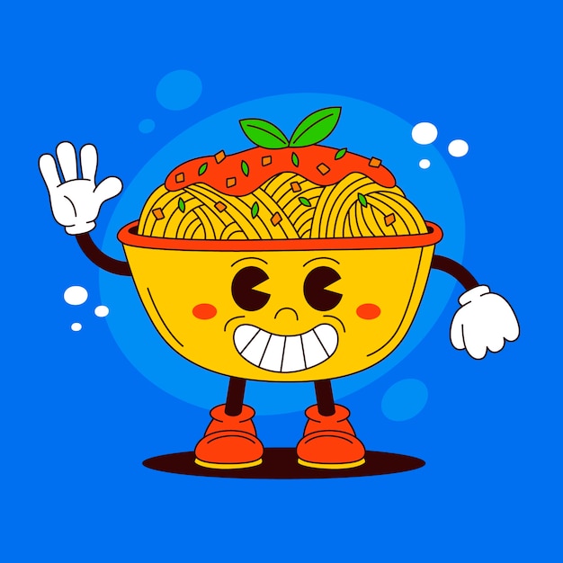 Ilustración de dibujos animados de pasta dibujada a mano