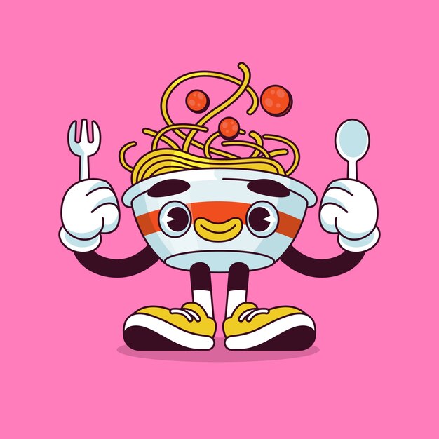 Ilustración de dibujos animados de pasta dibujada a mano