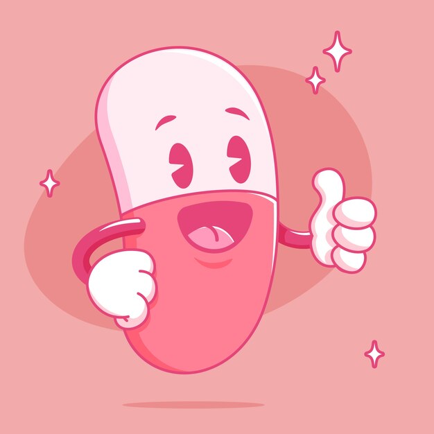 Ilustración de dibujos animados de pastillas dibujadas a mano