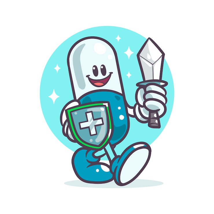 Vector gratuito ilustración de dibujos animados de pastillas dibujadas a mano