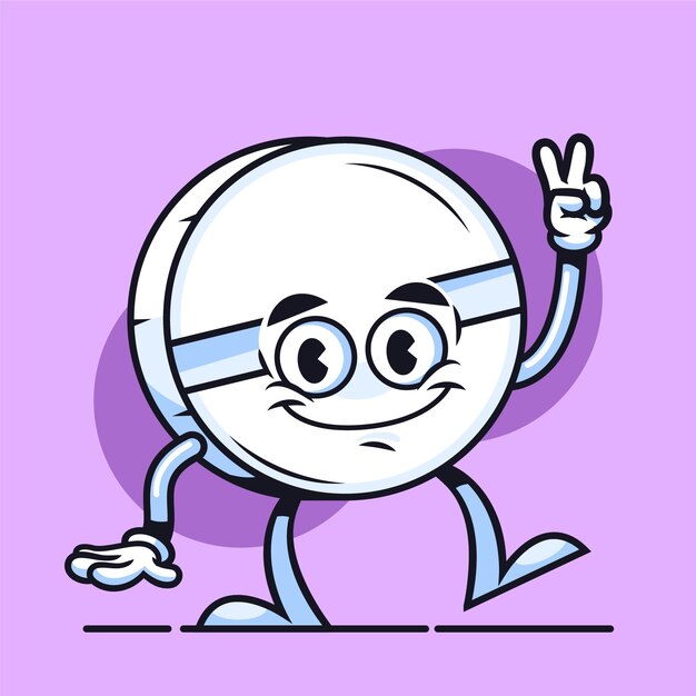 Ilustración de dibujos animados de pastillas dibujadas a mano