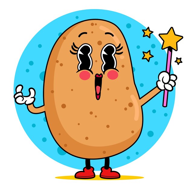 Ilustración de dibujos animados de patata dibujada a mano