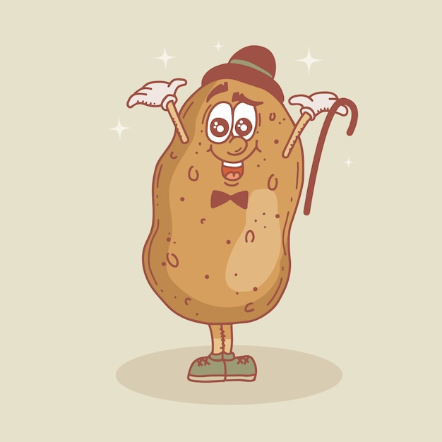 Ilustración de dibujos animados de patata dibujada a mano