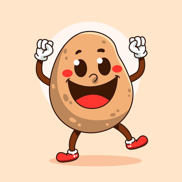 Vector gratuito ilustración de dibujos animados de patata dibujada a mano