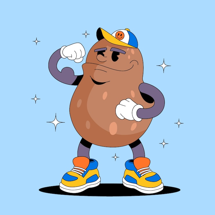 Vector gratuito ilustración de dibujos animados de patata dibujada a mano