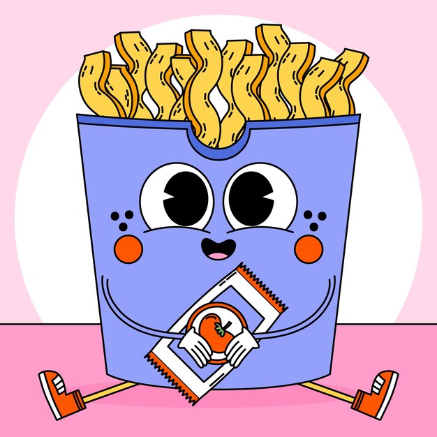 Ilustración de dibujos animados de patatas dibujada a mano