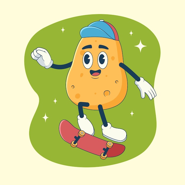 Ilustración de dibujos animados de patatas dibujada a mano