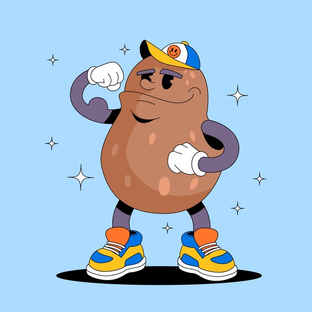 Ilustración de dibujos animados de patatas dibujada a mano