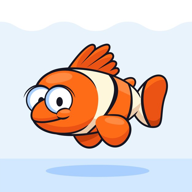 Ilustración de dibujos animados de peces payaso dibujados a mano
