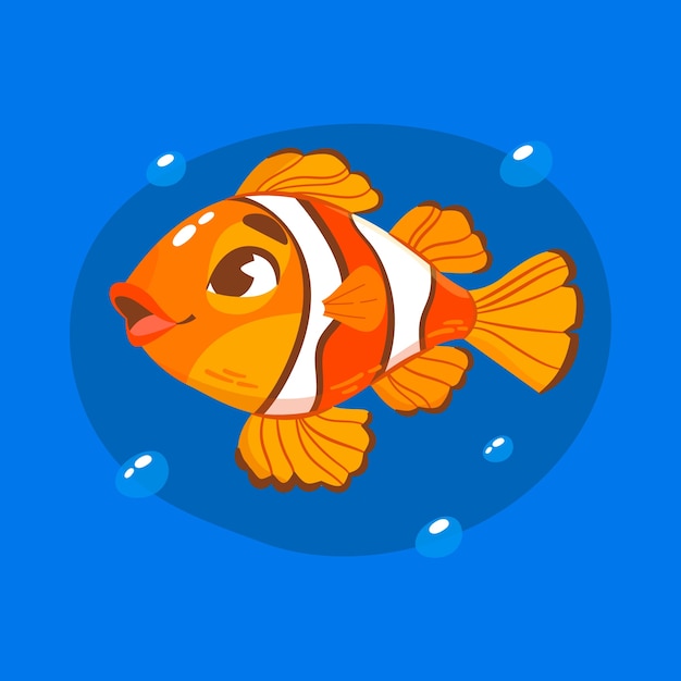 Ilustración de dibujos animados de peces payaso dibujados a mano
