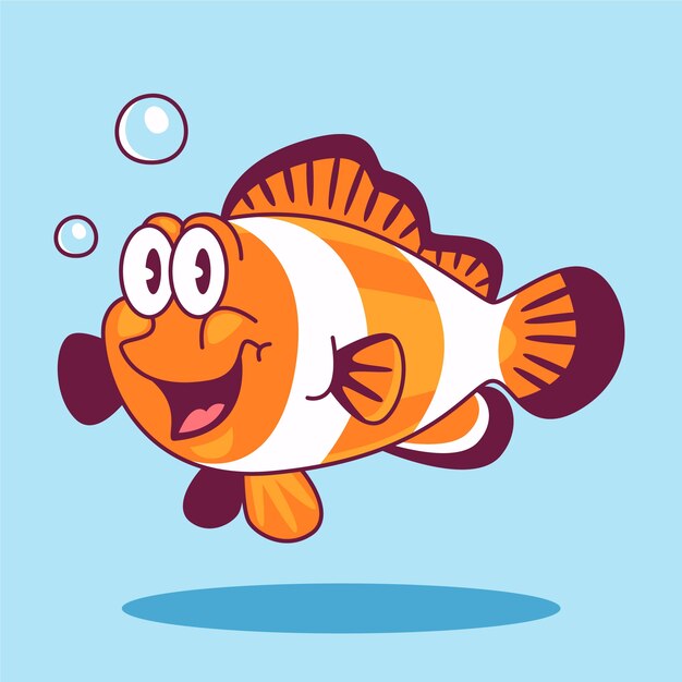 Ilustración de dibujos animados de peces payaso dibujados a mano
