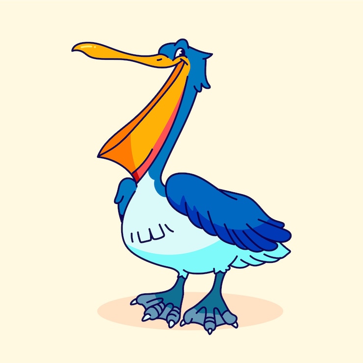 Vector gratuito ilustración de dibujos animados de pelícanos dibujados a mano