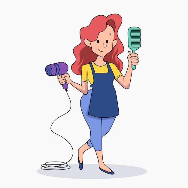 Ilustración de dibujos animados de peluquería dibujada a mano