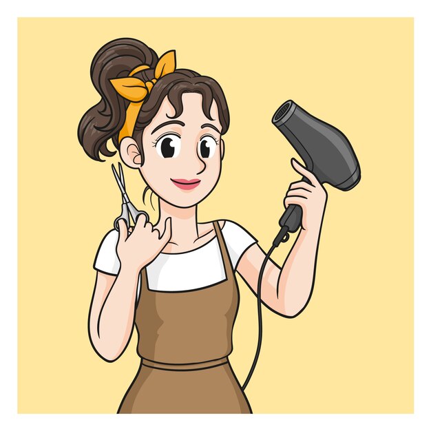 Ilustración de dibujos animados de peluquería dibujada a mano