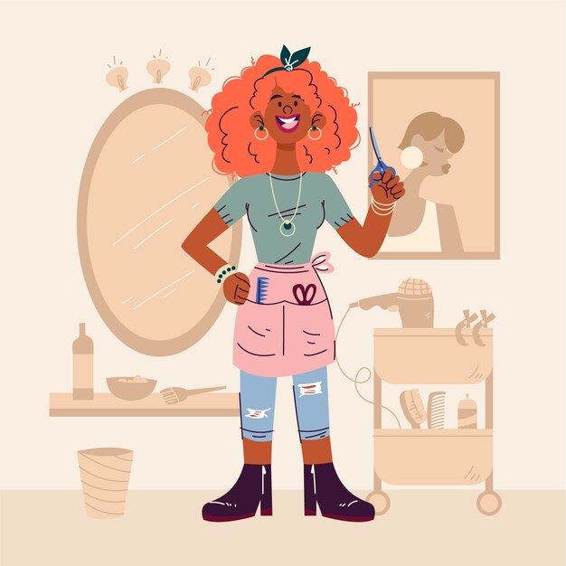 Ilustración de dibujos animados de peluqueros dibujados a mano