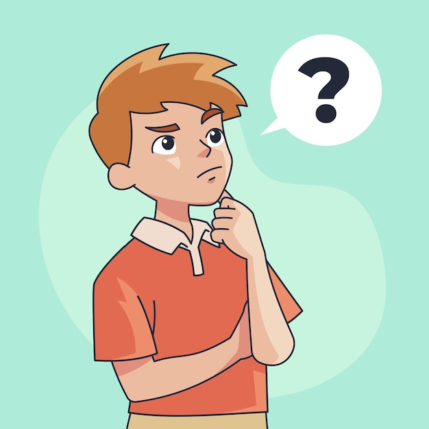 Ilustración de dibujos animados de pensamiento dibujado a mano