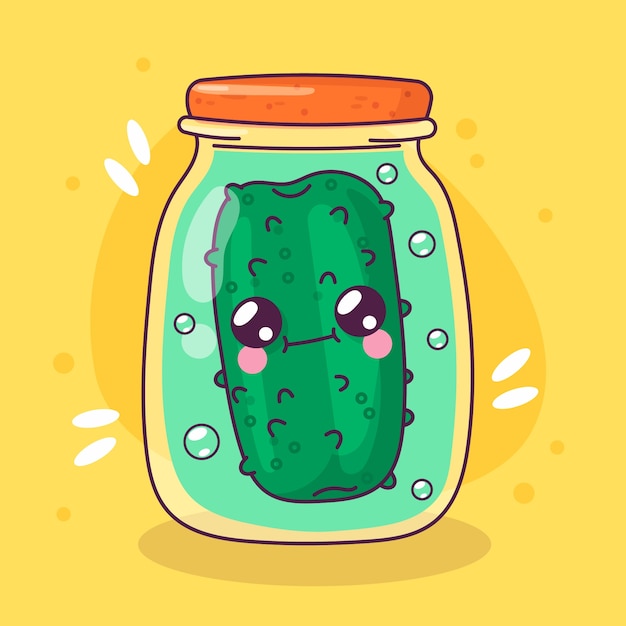 Ilustración de dibujos animados de pepinillo dibujado a mano