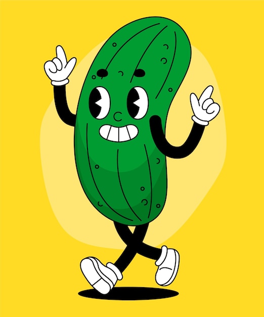 Ilustración de dibujos animados de pepinillo dibujado a mano