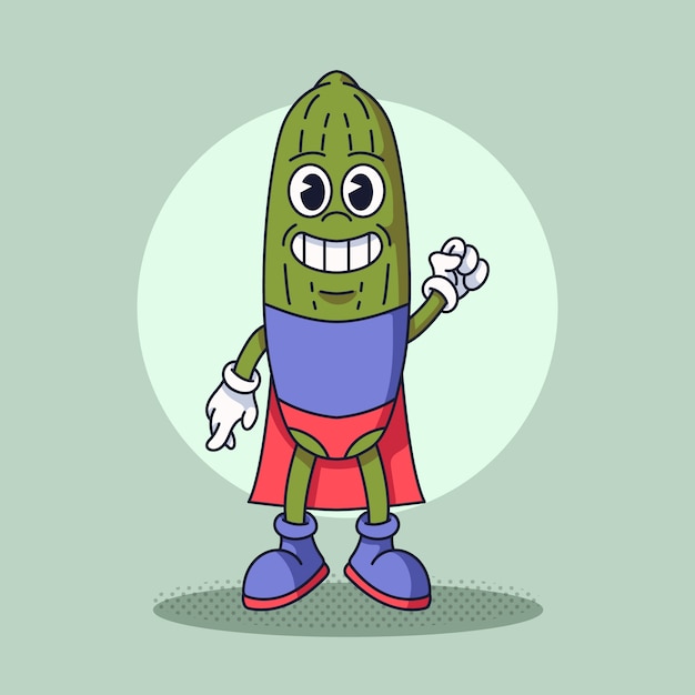 Ilustración de dibujos animados de pepinillo dibujado a mano