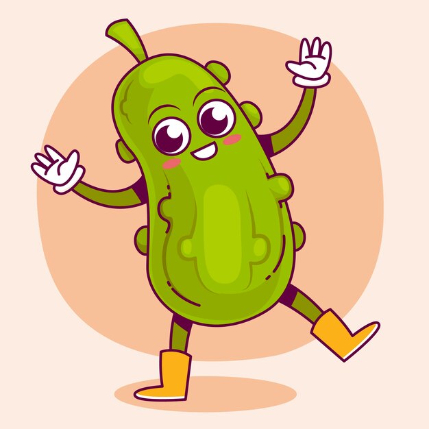 Ilustración de dibujos animados de pepinillos dibujados a mano