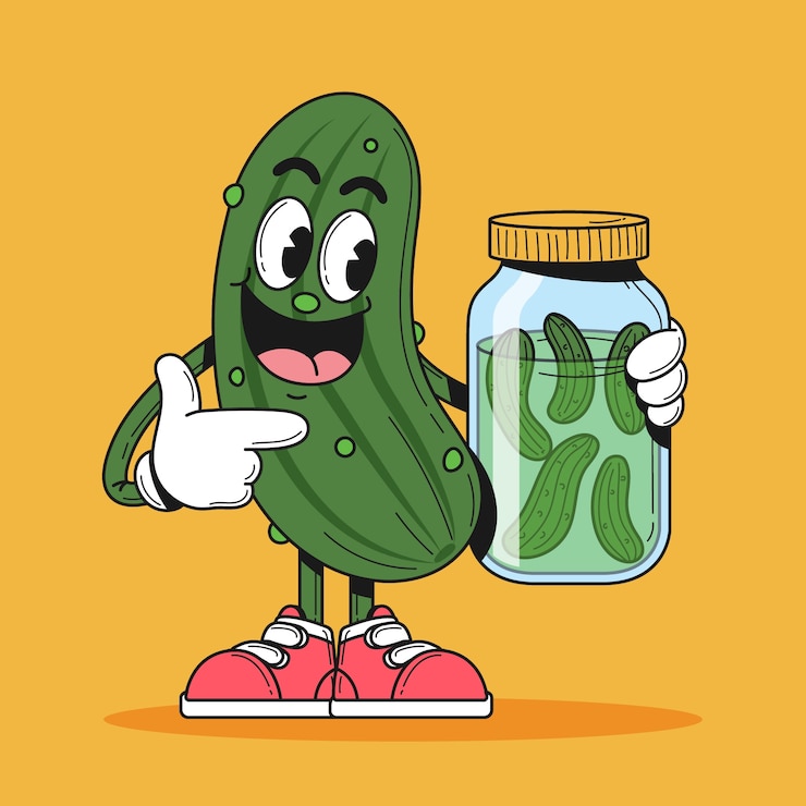 Vector gratuito ilustración de dibujos animados de pepinillos dibujados a mano