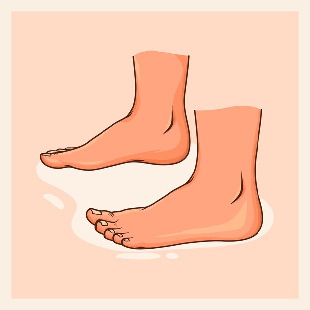 Ilustración de dibujos animados de pies dibujados a mano