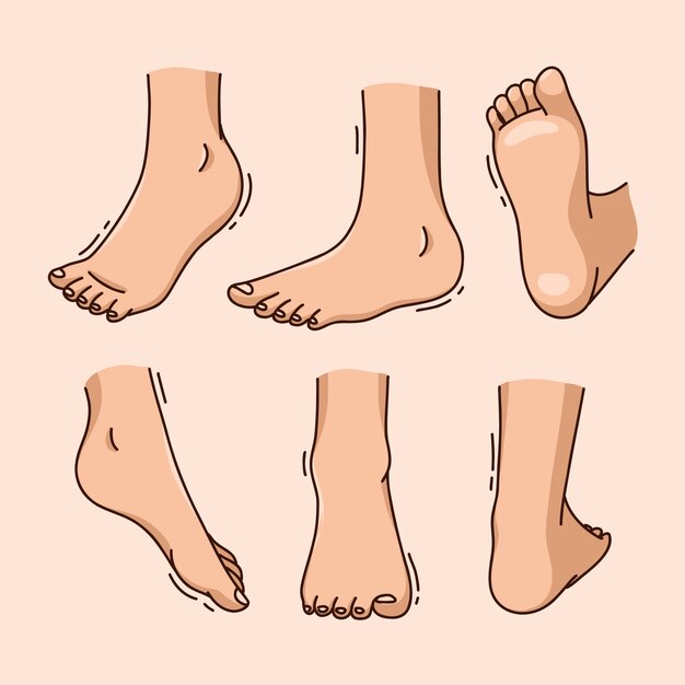 Ilustración de dibujos animados de pies dibujados a mano
