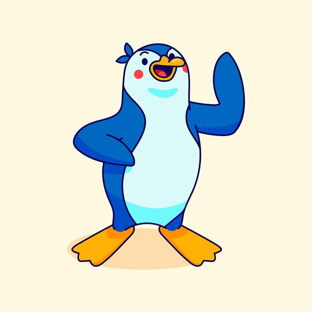Ilustración de dibujos animados de pingüinos dibujados a mano