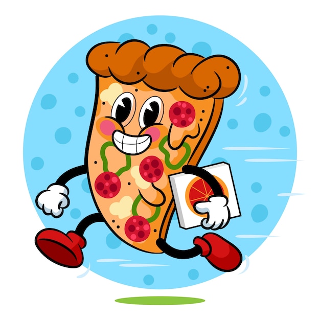 Vector gratuito ilustración de dibujos animados de pizza dibujada a mano