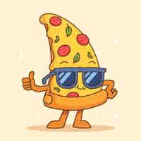 Vector gratuito ilustración de dibujos animados de pizza dibujada a mano