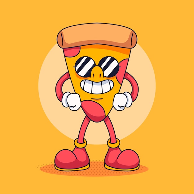 Ilustración de dibujos animados de pizza dibujada a mano