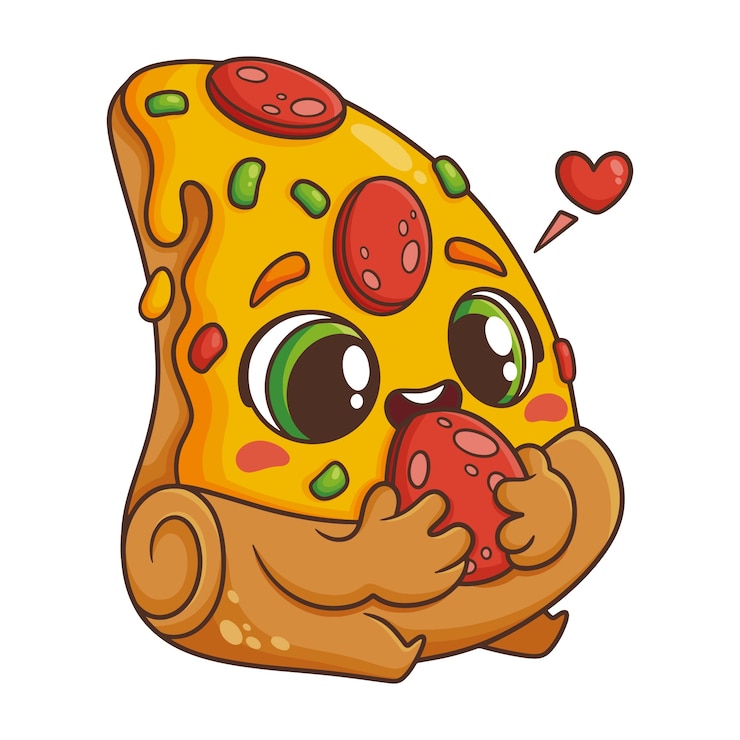 Vector gratuito ilustración de dibujos animados de pizza dibujada a mano