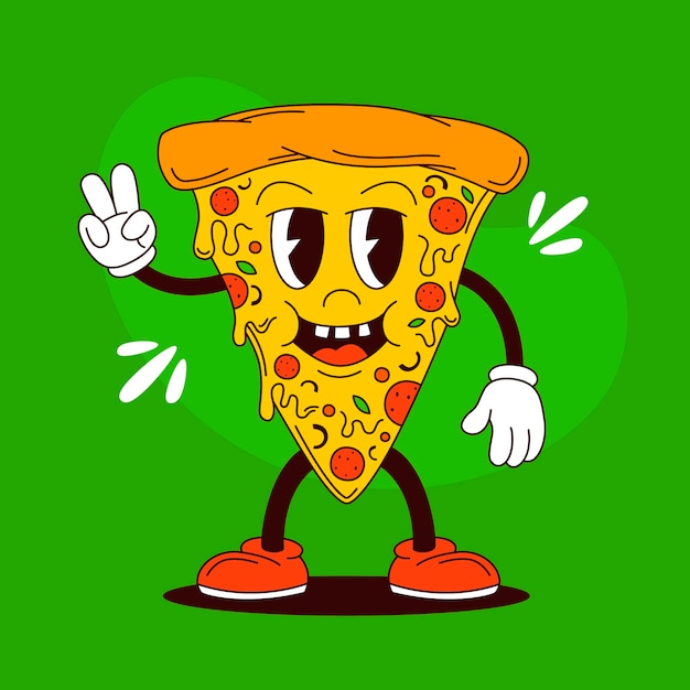 Vector gratuito ilustración de dibujos animados de pizza dibujada a mano