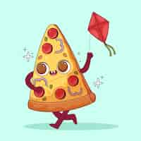 Vector gratuito ilustración de dibujos animados de pizza dibujada a mano